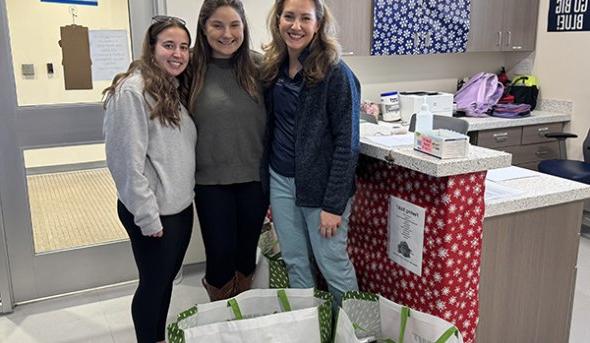 Physical threapy students with supplies 